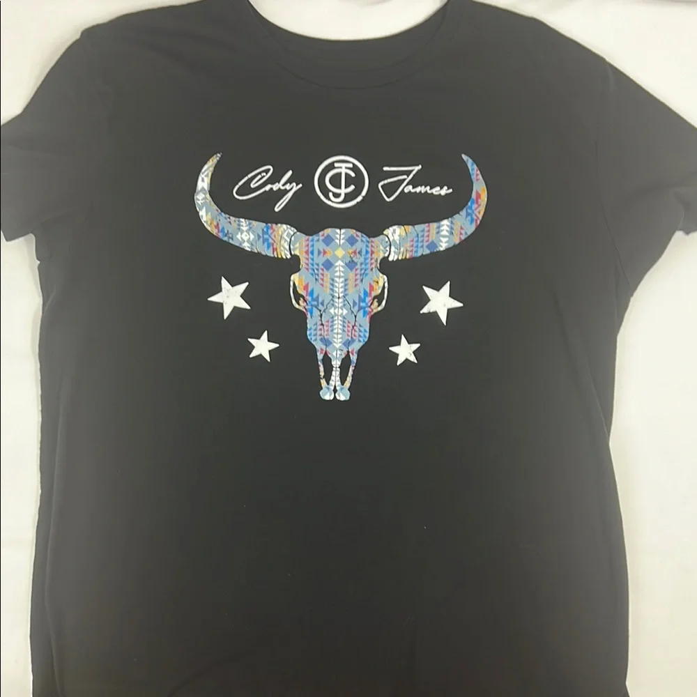Cody‎ James Black Skull Bull Horns Country Graphic T-Shirt 100% Cotton Size XL